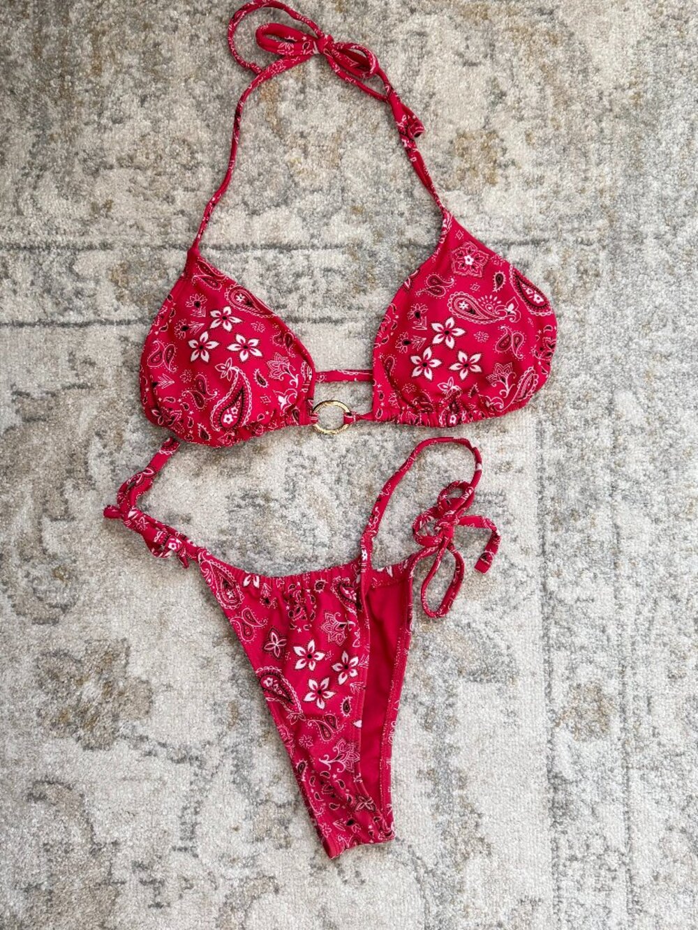 Target Red Paisley Tie-Side Bikini